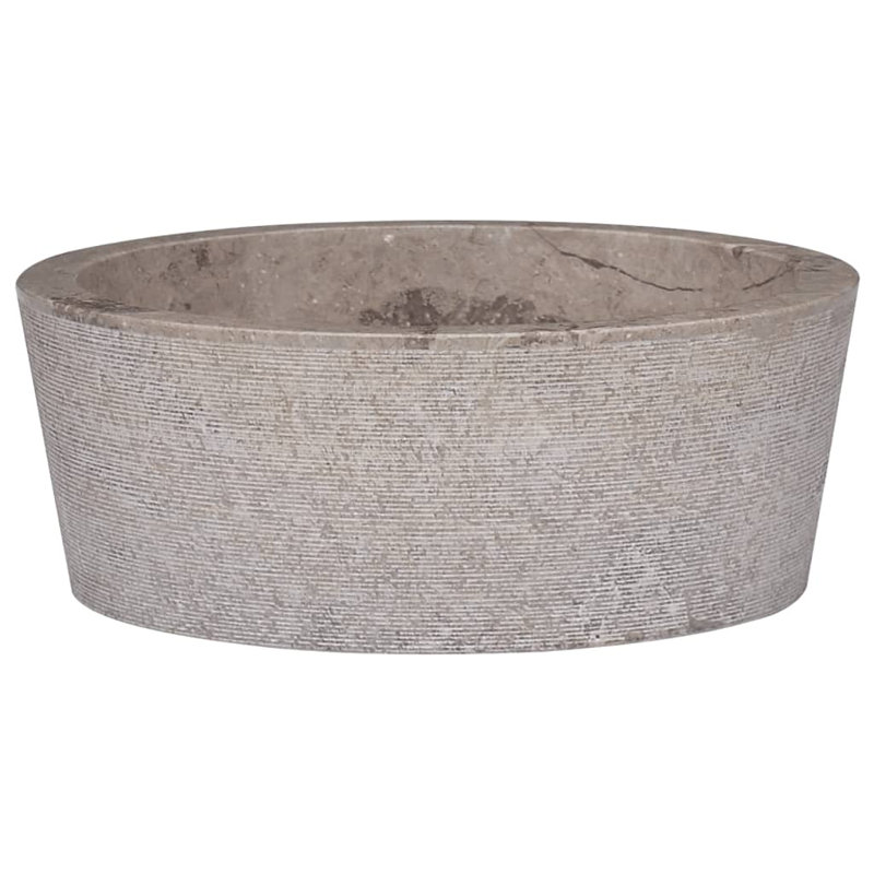 VidaXL 15.7'' Marble Circular Bathroom Sink, Taupe