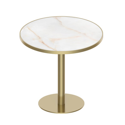 Table de bistro tulipe ronde et moderne avec plateau en faux marbre, structure en métal robuste facile à assembler