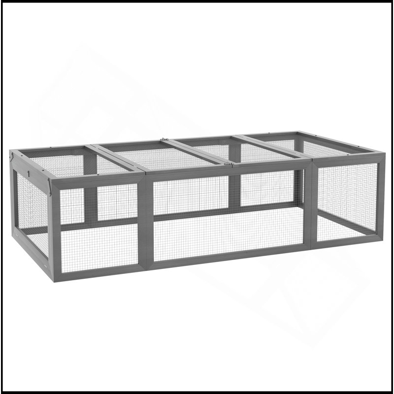 Grand refuge en bois pour lapin et huche pour petits animaux, Gris