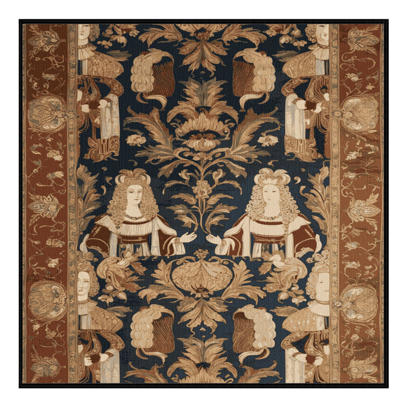 Tapis brun français lavable à la machine, Carré 5 pi