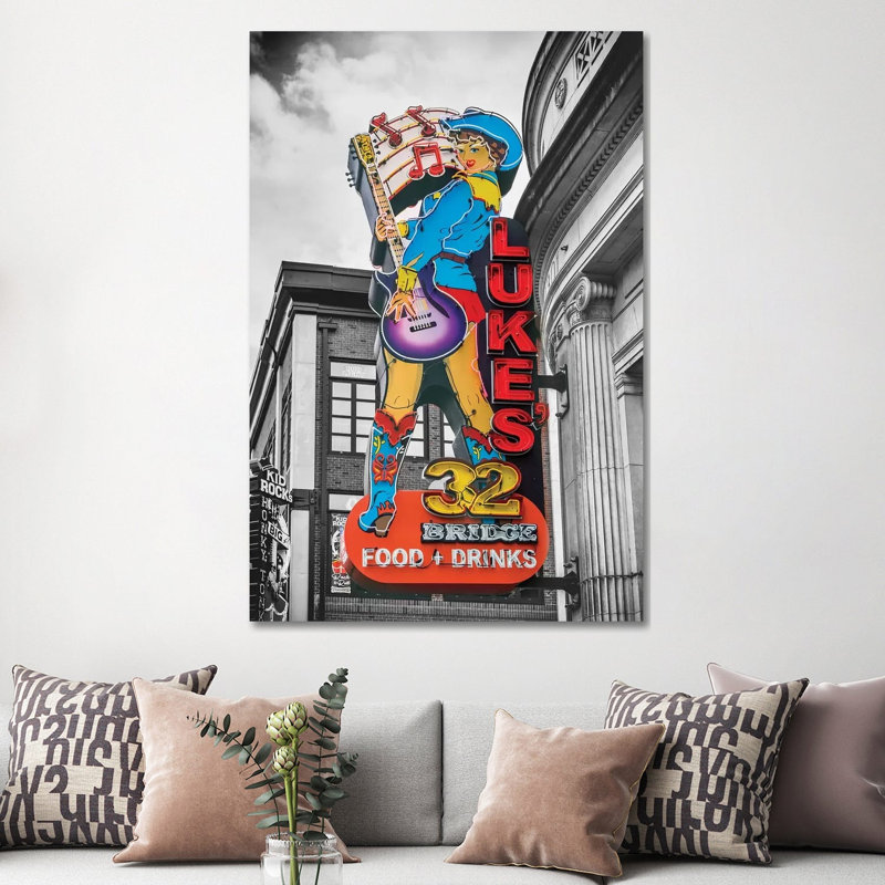 Enseigne néon Nashville Lukes - impression sur toile tendue, H 60 po x l 40po x P 1,5 po