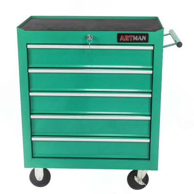 5 Drawer Tool Chest, Tool Storage Cabinet For Garage Storage With 4 Wheels And Locking System, GREEN