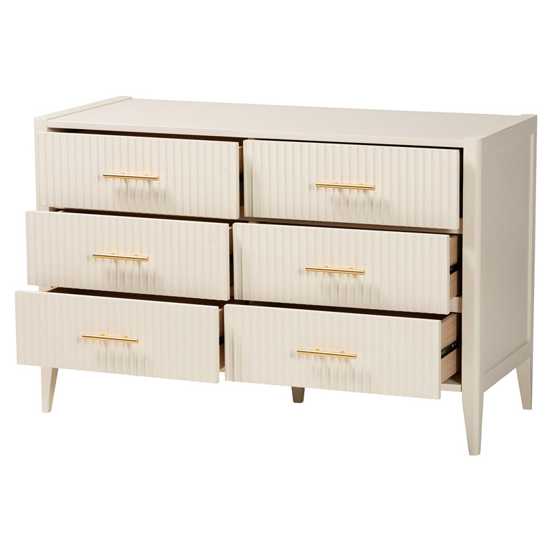 Commode 6 tiroirs Wooley, Ivoire ivoire