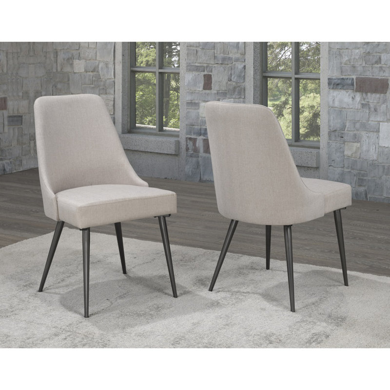 Chaise de salle à manger Koerd, ensemble de 2, velours gris, Beige