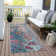 Machine Washable Indoor/Outdoor Xhevrie Teal Rug