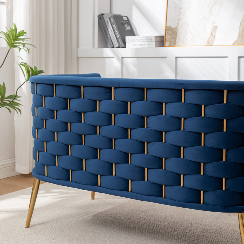 Cristen Upholstered Velvet Loveseat, Navy