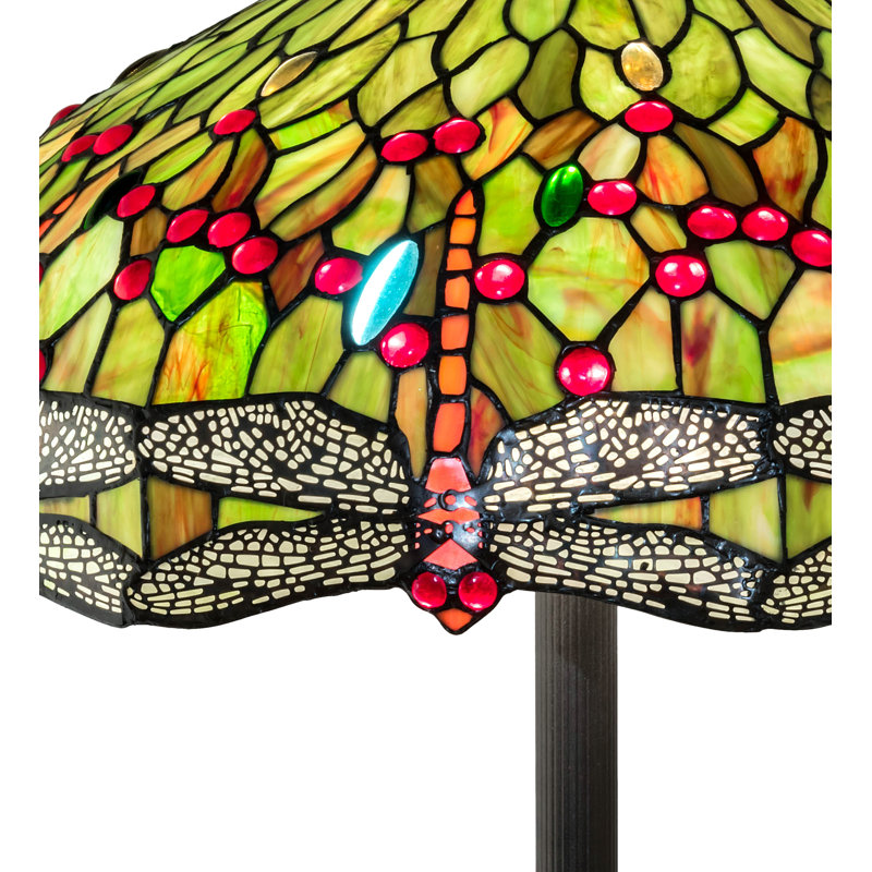 Lampe sur pied 62 po Tiffany, Rubis / corail / vert