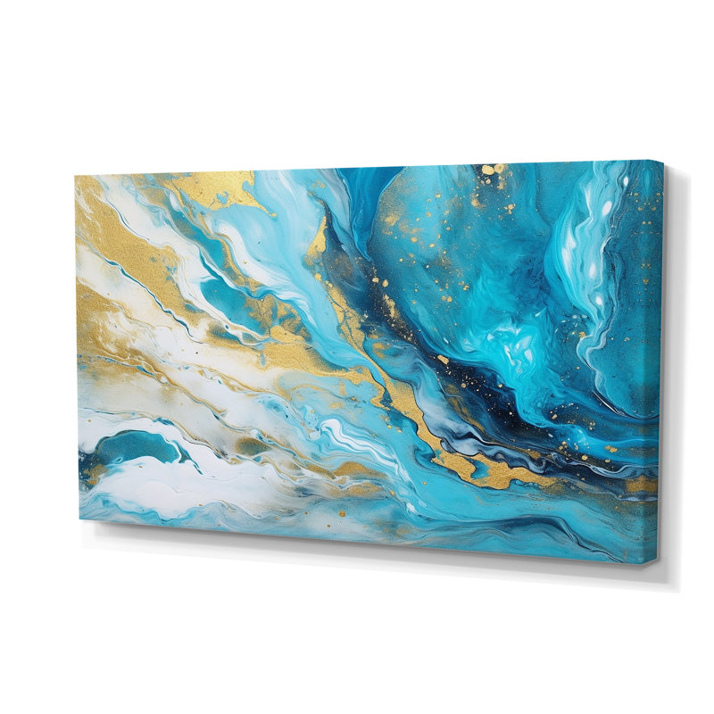 Décoration murale turquoise or infusé III - Fractales