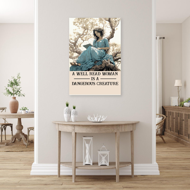 «A Well Read Woman», reproduction d'art rectangulaire sur toile tendue 1 pièce, H 14 po x l 11 po x P 1,25 po