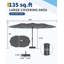 Grand parasol de terrasse extérieur à double face de 15 pi avec lumières solaires 36 lumières DEL et base croisée incluses pour terrasse près de la piscine - gris-1415200070