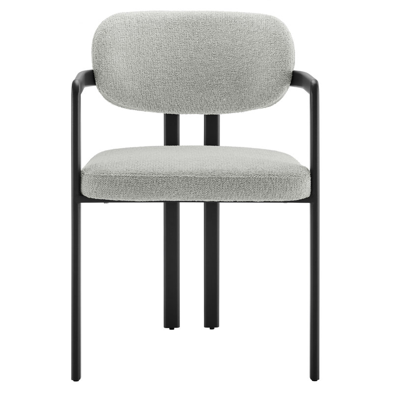 Elio Barrel Fabric And Metal Dining Chair, Dove Gray