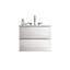Meuble-lavabo moderne de 24 po blanc brillant - Lavabo en céramique, 3 trous pour robinetterie, grand espace de rangement, tiroirs silencieux, fixation murale avec rangement abondant et fermeture sécurisée.-433716068-433716075