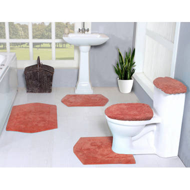 Waterford Collection 4 Piece Set with Lid Cover Bath Rug Eider & Ivory Color: Chocolate