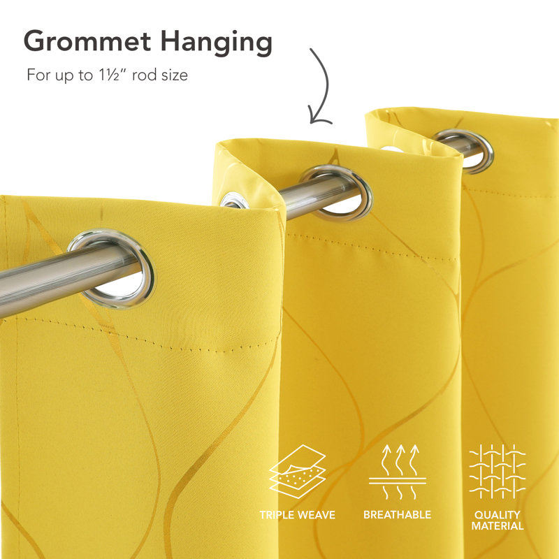 Valmar Blackout Curtain Pair, Mellow Yellow, Width 168 x Drop 183cm
