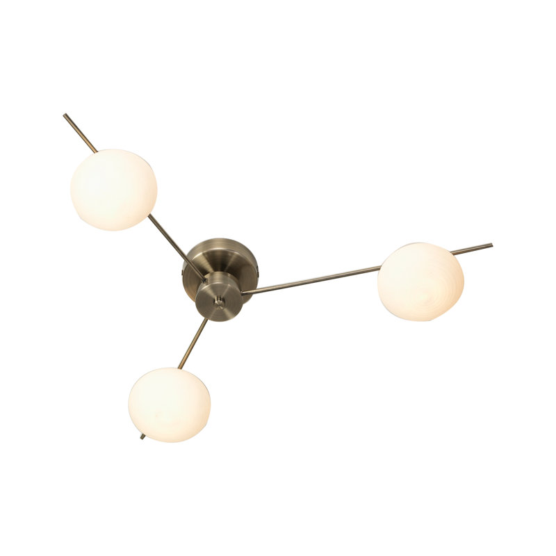 Robenson Glass Semi Flush Mount, Antique Brass