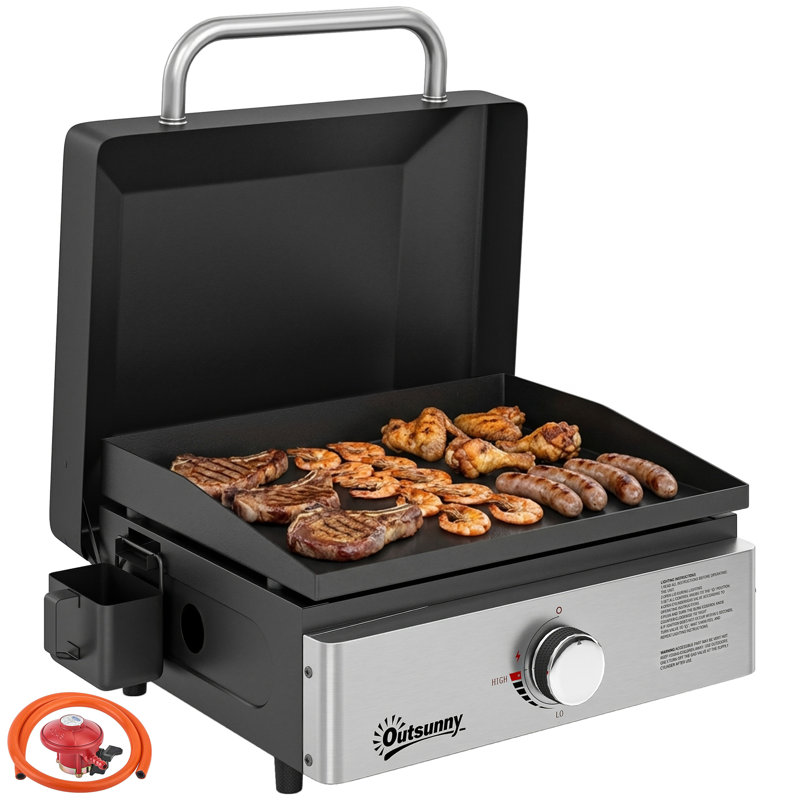 Outsunny Single Burner Countertop, Portable 12500 BTU BTU Gas Grill