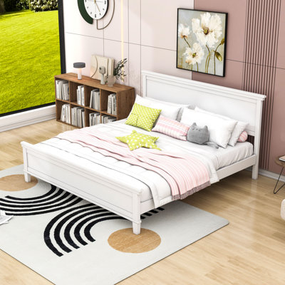 Wooden Platform Bed with Headboard