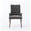 Chaise de salle à manger rembourrée en tissu chenille, structure en bois massif courbé gris, siège simple de style champêtre français