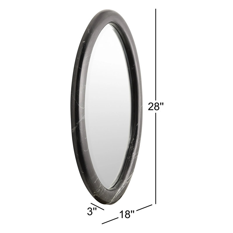 Araminta Oval Genuine Marble Mirror, 18" x 28", Black