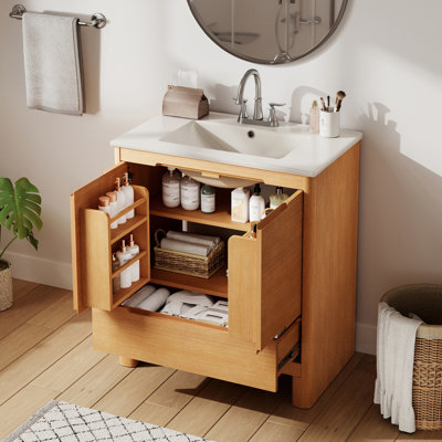 Meuble-lavabo avec lavabo, tiroir et tablette réglable