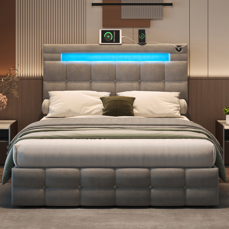 Ottoman Storage Bed, Grey