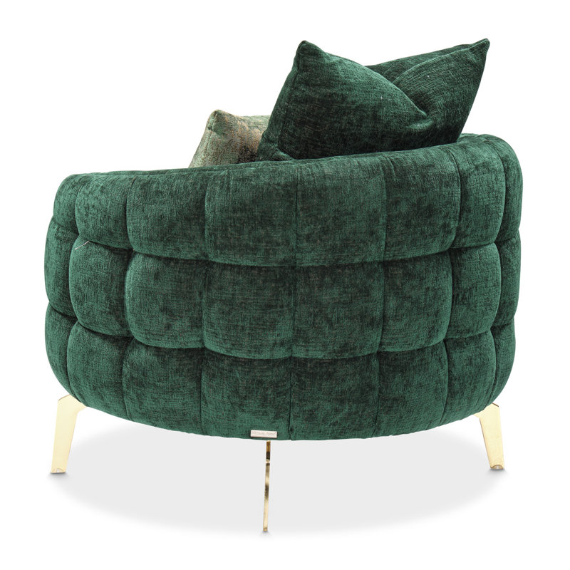 A La Carte Barrel Chair, Gold, Emerald Chenille
