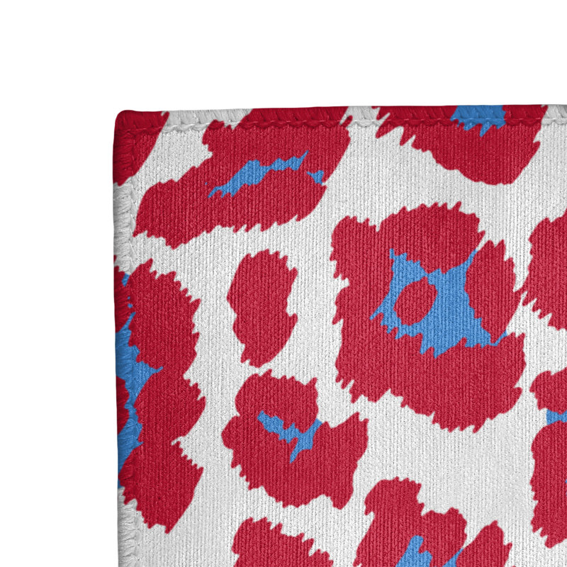 Tapis blanc / rouge / bleu à imprimé animal, Tapis de couloir 2 pi 6 po x 8 pi