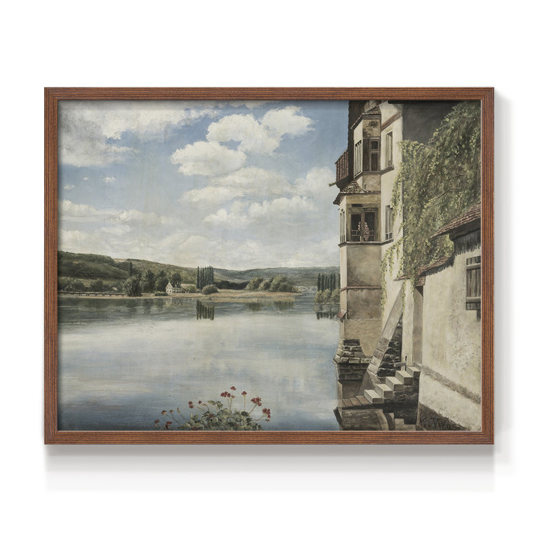 Paysages rétro-CCE-reproduction encadrée, H 11 po x l 14 po, Noyer