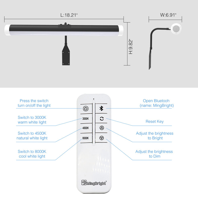 18.21'' Dimmable LED Wall Mounted Picture Light with Remote