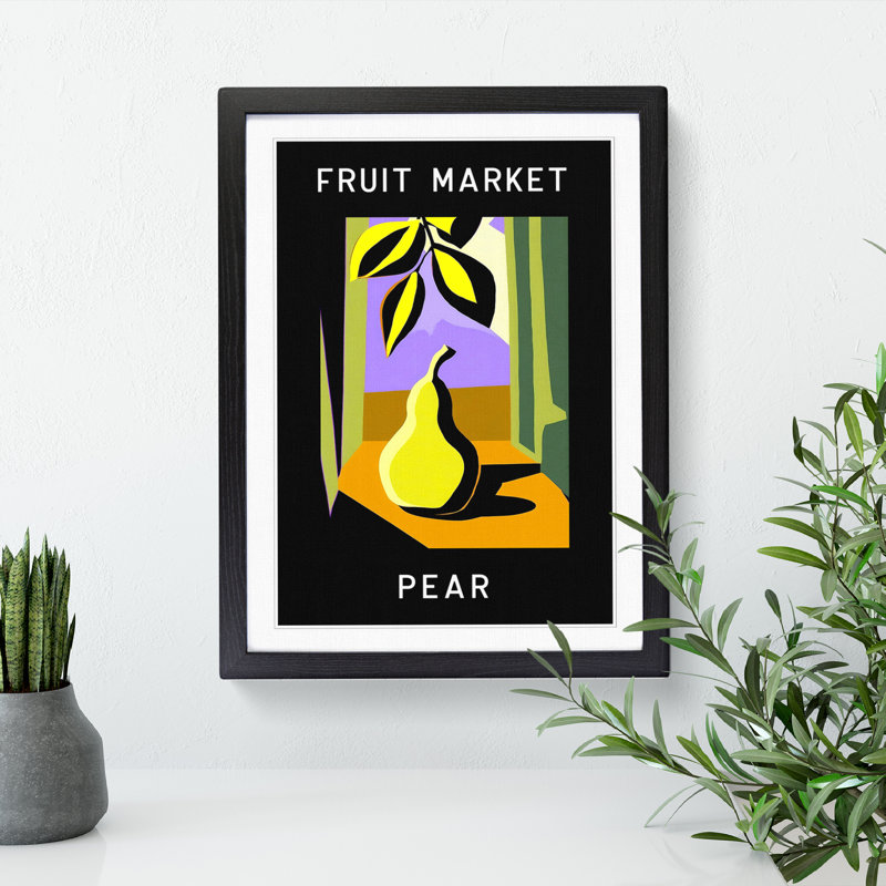 Pear Fruit Market Exhibition Vol.7 - Single Picture Frame Print on Wood, 34cm H x 25cm W x 2cm D