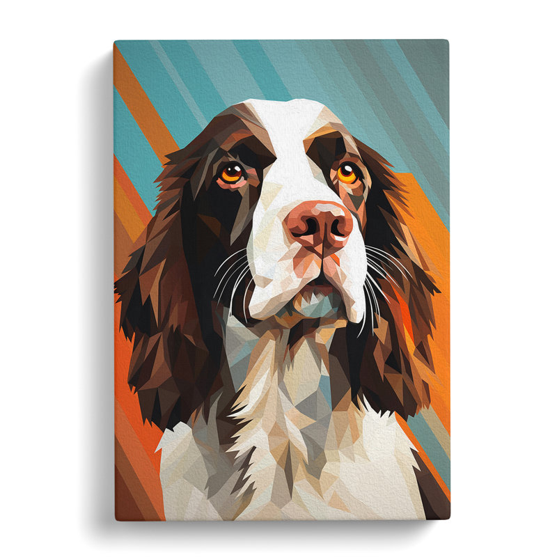 English Springer Spaniel Geometric - Wrapped Canvas, 76cm H x 50cm W x 3cm D