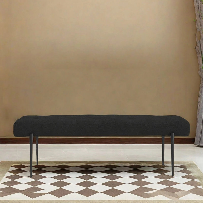Banc en métal simple avec repose-pieds, H 17,72 po x l 70,87 po x P 17,72 po