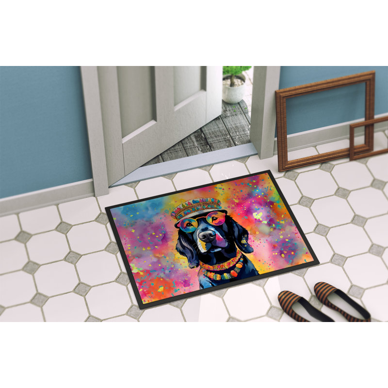 Black Labrador Hippie Dawg Doormat