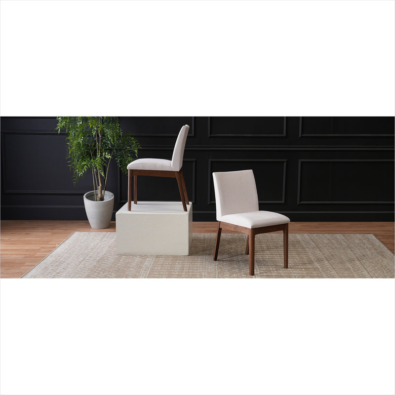 Ensemble de 2 chaises d'appoint modernes avec sièges rembourrés et pieds en bois massif, ton brun