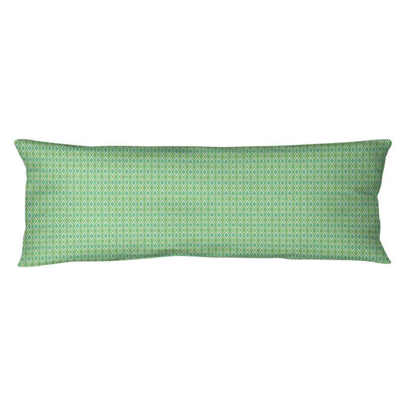 Coussin lombaire à losanges arrow, Bourre en polyester, Molleton moelleux, Vert / Jaune