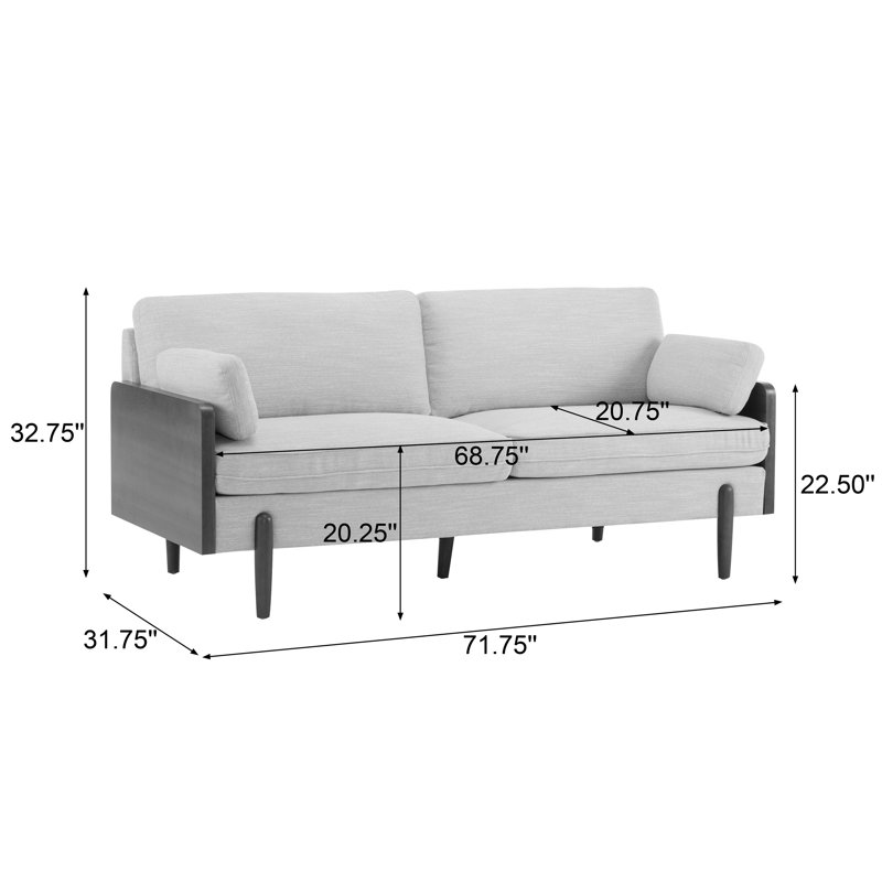 Canapé Mid-Century moderne gris clair fumé, Gris clair