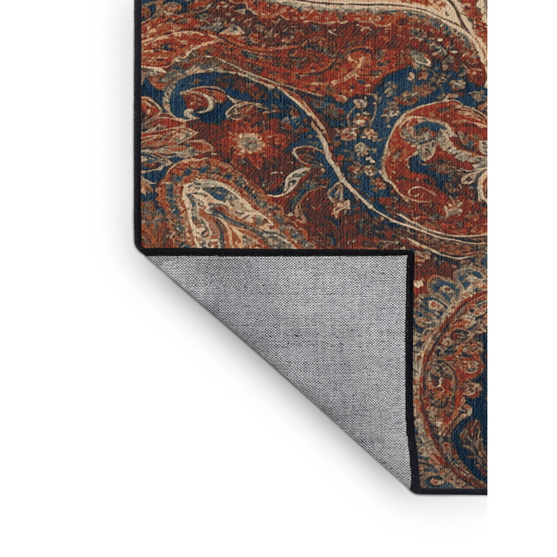 Washable Paisley Designs Farm Area Rug, Round 7'