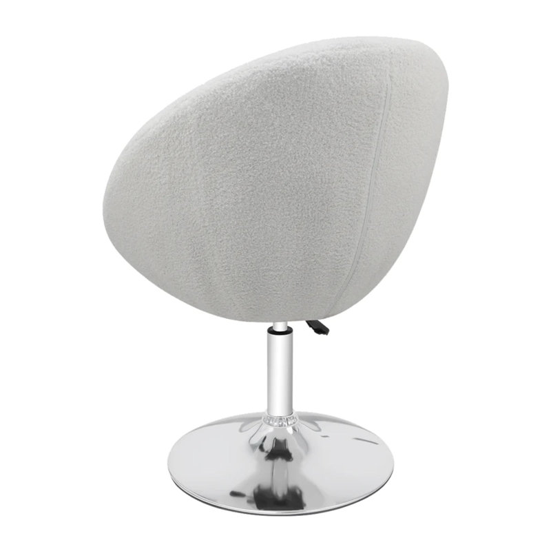 Antoinette Round Tufted Vanity Chair with 360 Swivel, Cute Velvet Makeup Seat with Adjustable Height, White