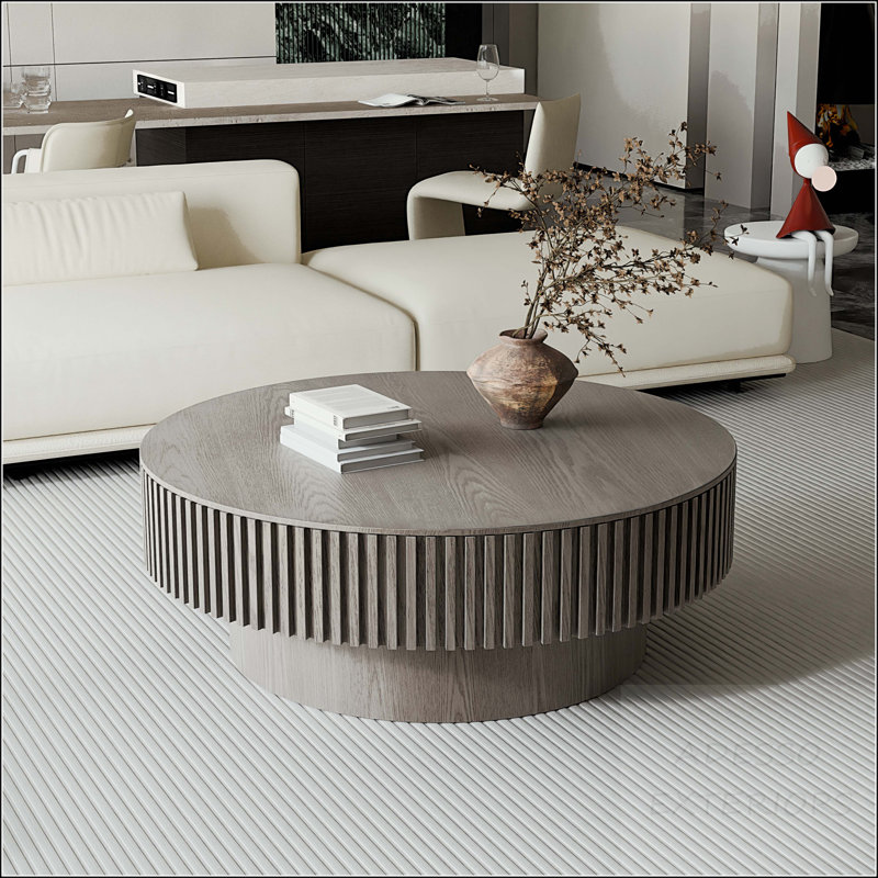 Round Coffee Table with Hidden Storage