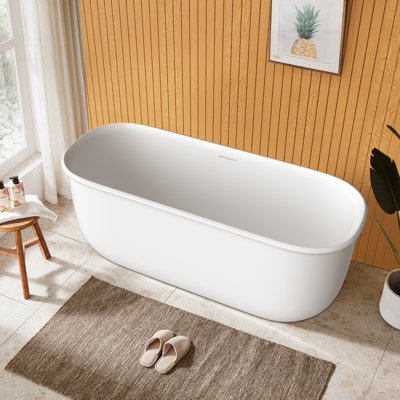 63" x 29" Freestanding Soaking Acrylic Bathtub