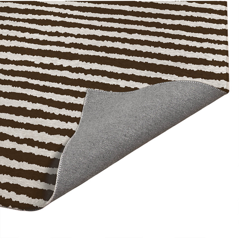 Tapis de cuisine à profil bas Long Gen, Rectangle 3' x 5', Mocha Brown Striped