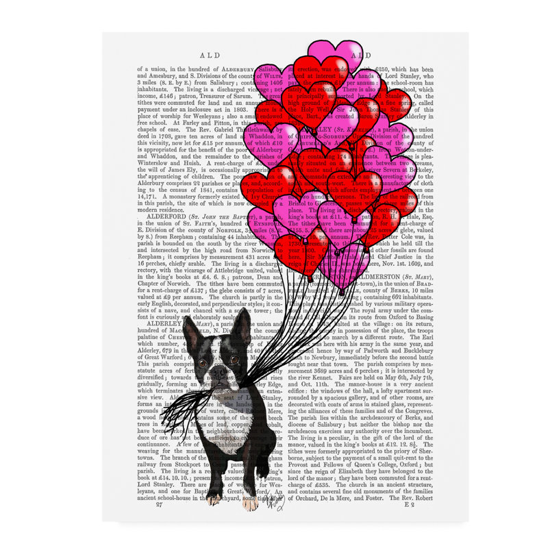 «Boston Terrier and Ballons», impression sur toile tendue, H 32 po x l 24 po x P 2 po