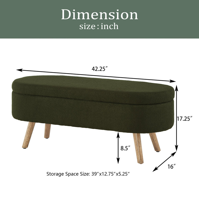 Banc de rangement avec repose-pieds ovale Luxury, Vert foncé