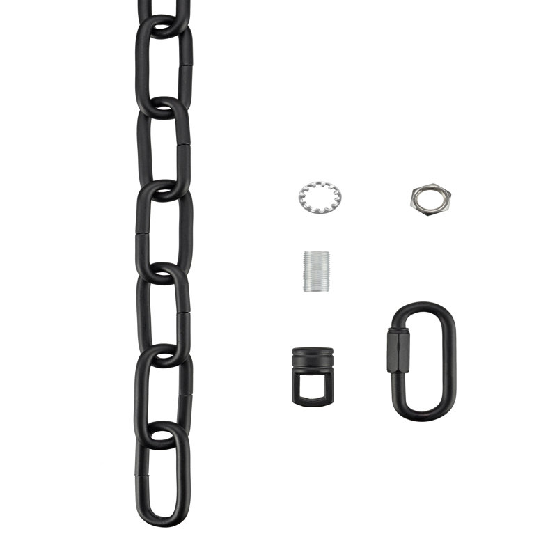 Chaîne robuste pour suspendre jusqu'à 120 livres - Luminaire, H 12 po x l 0,6 po x P 0,6 po, Noir
