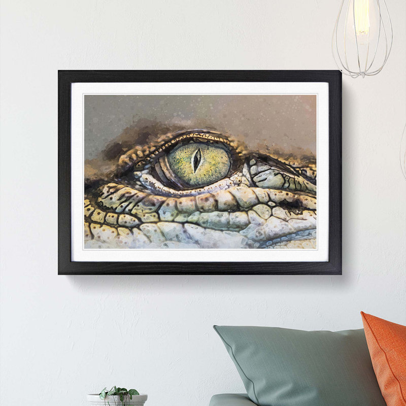 Crocodile Eye - Picture Frame Graphic Art Print, 27cm H x 36cm W x 2cm D, Black Framed