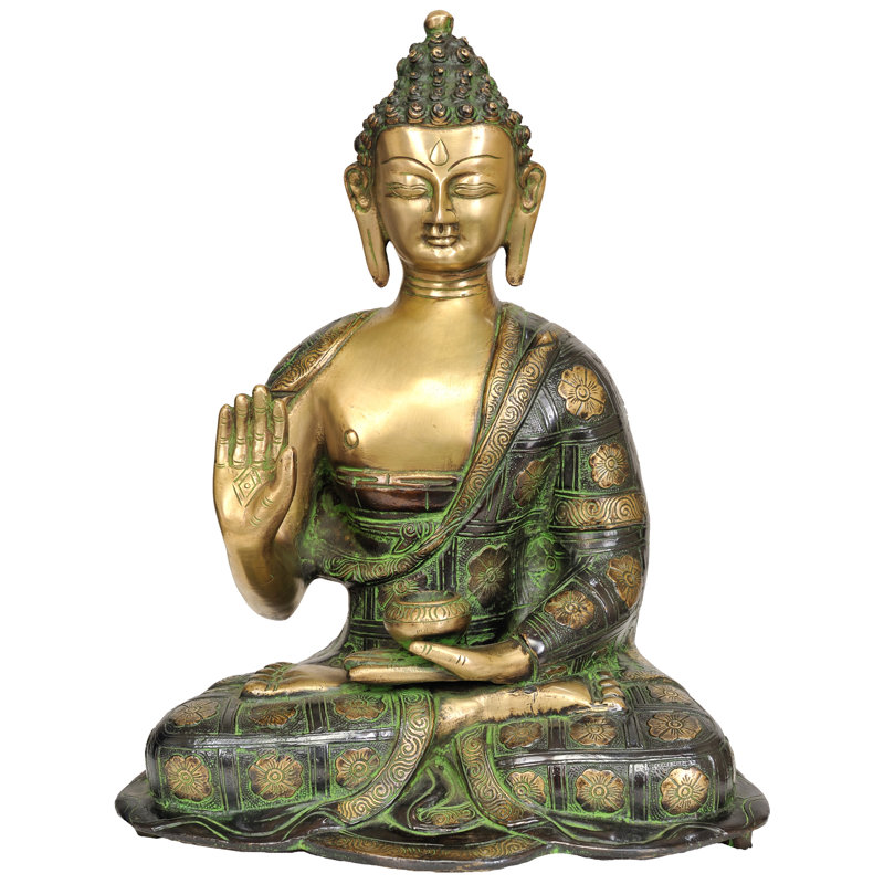 Bouddha bénissant (robes décorées de fleurs)