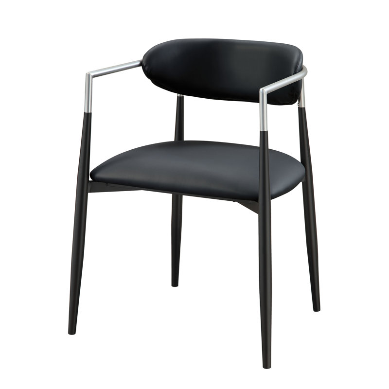 Chaise avec accoudoirs en cuir synthétique noir Gavan (ensemble de 2)