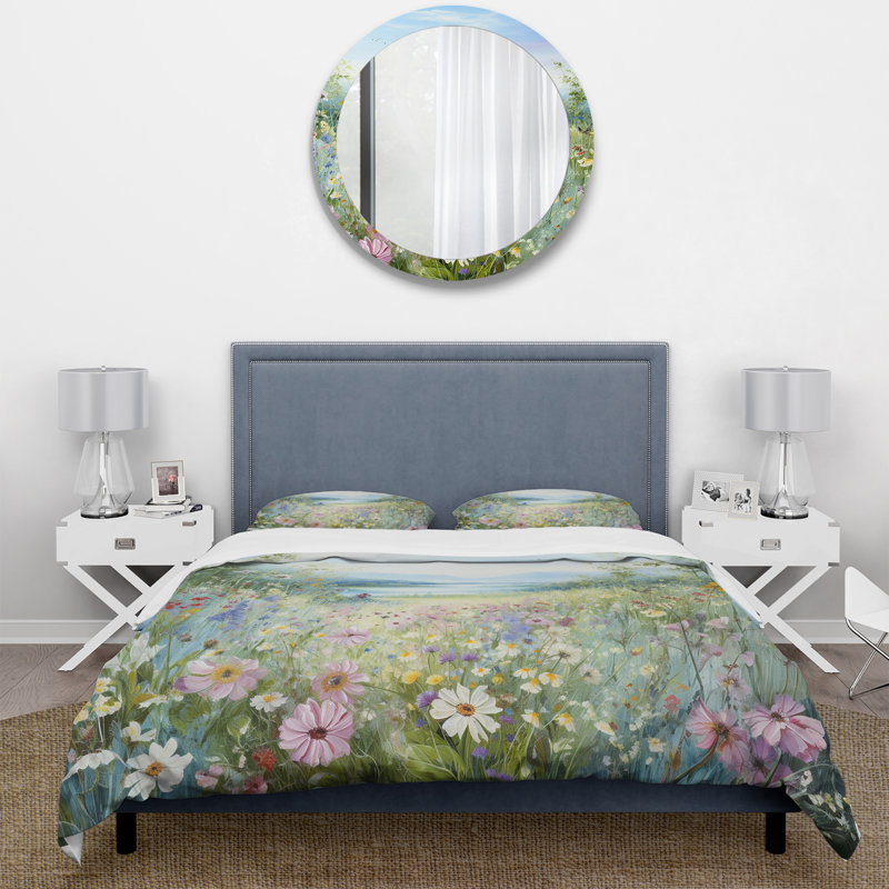 Ensemble de housse de couette floral - Polyester, Housse de couette pour grand lit et 2 taies décor