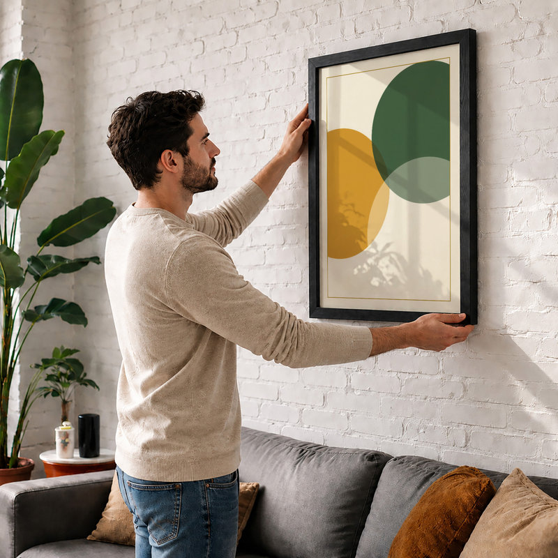 Overlapping Forms Minimalist - Framed Print, A4 - 29.7 x 21.0 cm, Black
