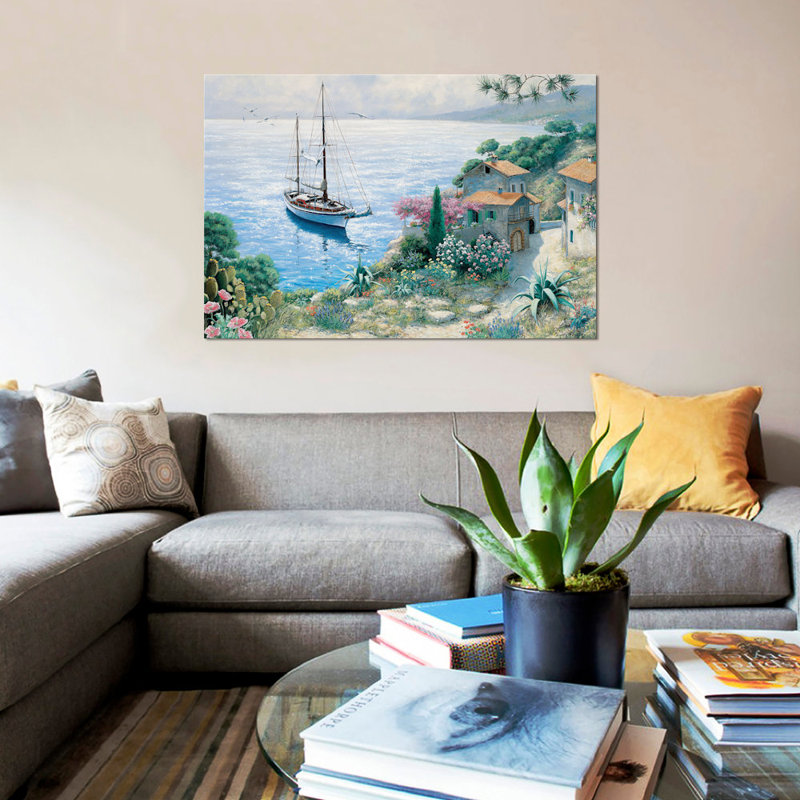 «The Bay», reproduction sur toile, H 18 po x l 26 po x P 1,5 po, Toile avec cadre noir, Pas de tapis